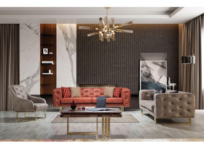 Poltrona Tessuto Soggiorno Design di Lusso Mobili Sedie Chesterfield Moderni