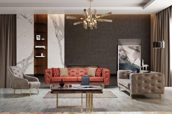 Chesterfield colorato divano salotto set mobili 3+3+1 gruppo tessile