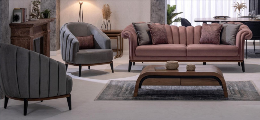 Set di divani 3 posti 311, divano design imbottito, divano moderno.
