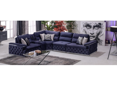 Divano angolare in tessuto design a L stile moderno arredamento imbottito gruppo salotto.