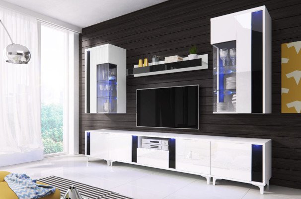 Mobile soggiorno lucido, parete attrezzata, vetrina decorativa, mobile da soggiorno, credenza.