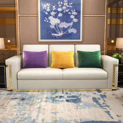 Set completo divano 3 2 1 posti, design 3 pezzi in pelle.