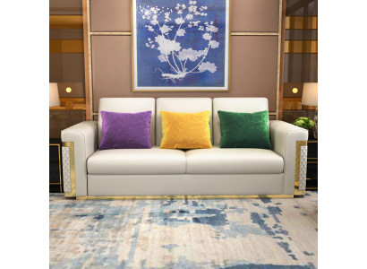 Set completo divano 3 2 1 posti, design 3 pezzi in pelle.