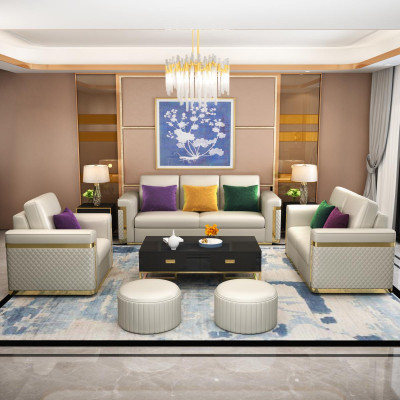 Set completo divano 3 2 1 posti, design 3 pezzi in pelle.