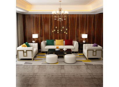 Set divano grande 3 + 1 posti in pelle design divano divanetto.