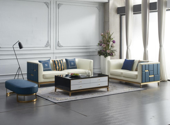 Divano design moderno in similpelle grigia con rivestimento imbottito a due posti