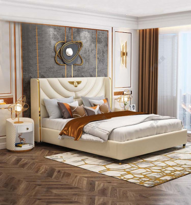Letto matrimoniale di lusso in legno design per hotel matrimoniale moderno.