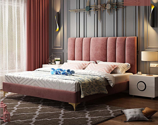 Set completo di mobili da camera da letto di lusso 3 pezzi. Letto 2 comodini Moderno
