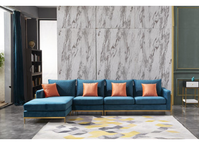 Sistema di divani angolari con poltrona a forma di L, set decorativo moderno in pelle per divano NUOVO