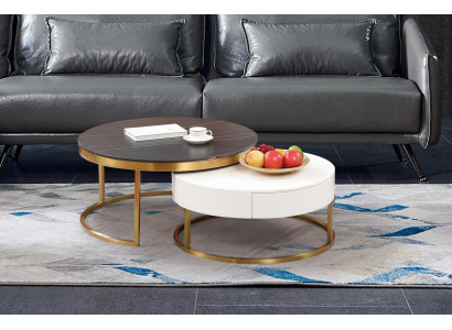 Set 2 tavolini da caffè da salotto design decorativo.