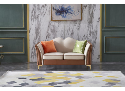 Classico divano a due posti 2 posti in pelle imbottita del divano