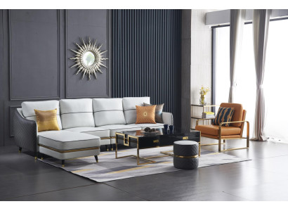 Soggiorno divano ad angolo a forma di L poltrona decorativa Set di divani moderni in pelle