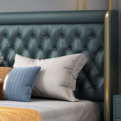 Camera da letto Letto Comodini 3 pezzi Set Design Decorazione Lusso Letti in Pelle