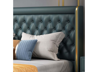 Camera da letto Letto Comodini 3 pezzi Set Design Decorazione Lusso Letti in Pelle