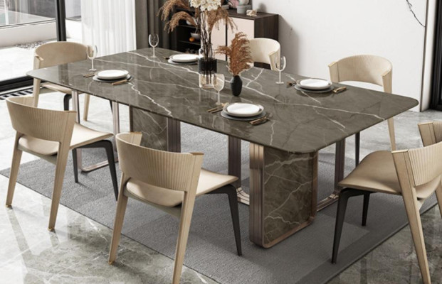 Designer imbottiti Tavoli di lusso 240x100 Tavoli da pranzo in marmo Tavolo da pranzo Sala da pranzo