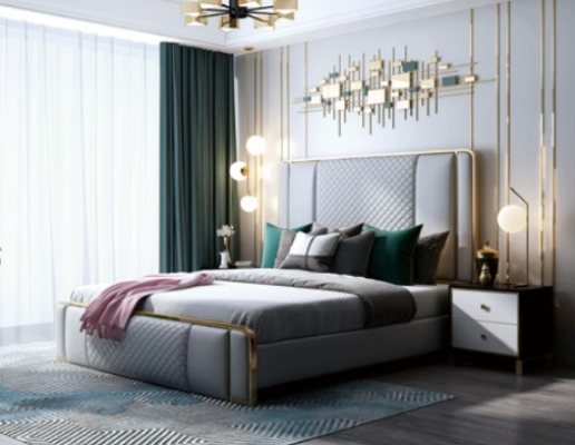 Letto matrimoniale design Hotel lusso per camera da letto 140/160x200cm in pelle.