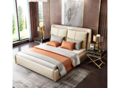 Camera da letto di lusso Design Letto matrimoniale Letto 180/200x200 cm Pelle Metallo