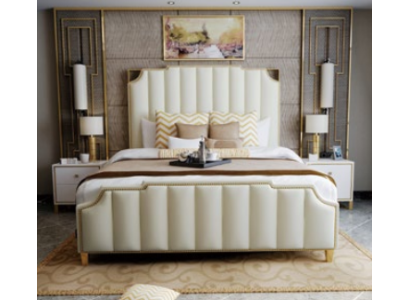 Letto matrimoniale di design letto Hotel di lusso camera da letto 180x200cm in pelle metallo