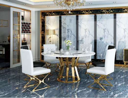 Tavolo da pranzo rotondo Tavolo 130cm Metallo Rotondo Conferenza Decorazione Tavoli moderni