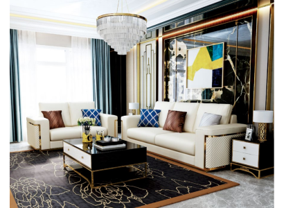 Divano di design italiano Set di divani imbottiti 3+2+1 in pelle di lusso