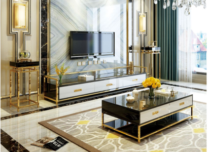 Design moderno Parete abitativa Scaffale RTV Salone + laterali