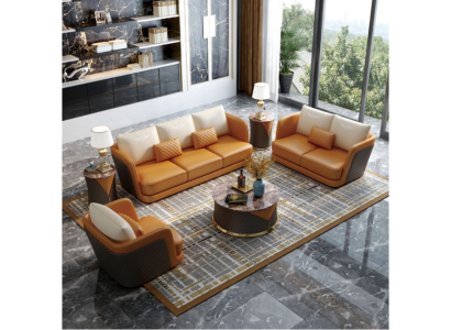 Elegante set da salotto di lusso composto da divano, poltrona e 6 cuscini.