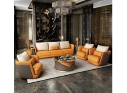 Nobile set di lusso per il soggiorno con divano, divano, imbottitura. Set da 4 pezzi.