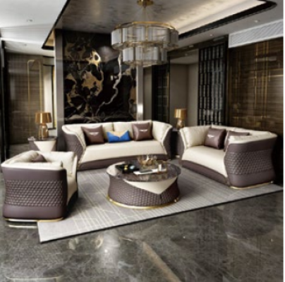 Mobili di lusso Set di divani divano divano imbottito a 3+2+1 posti con tavolino.