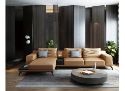 Soggiorno a forma di L Divano angolare Design divano in pelle imbottito Divano