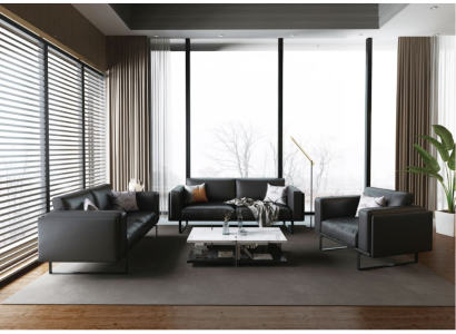 Mobili per ufficio di lusso in pelle divano divanetto set 3+2+1 + tavolino 4 pezzi