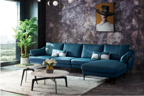 Soggiorno Divano ad angolo Forma a L Set poltrona Moderno Gruppo divano Blu