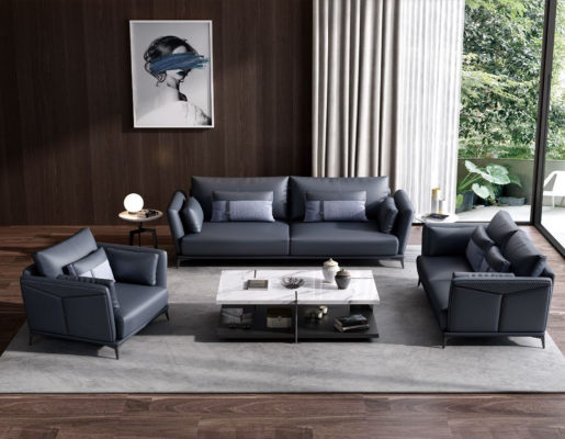 Moderno divano in pelle italiano 3+2+1 set imbottito