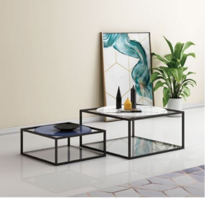 Set doppio 2x tavolino tavolino da salotto design tavolino da caffè sala da pranzo.