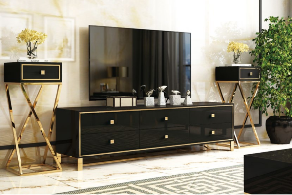 Mobili design italiani Set 2 pezzi: cassettiera + tavolino lucido