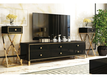 Mobili design italiani Set 2 pezzi: cassettiera + tavolino lucido