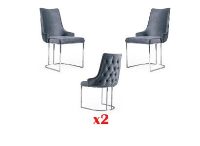 Sedie Set Sala da Pranzo 2x Sedia Sedia Morbida Stile Italiano