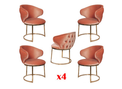 Set di sedie da design 4x in acciaio inossidabile stile italiano, imbottitura nuova.