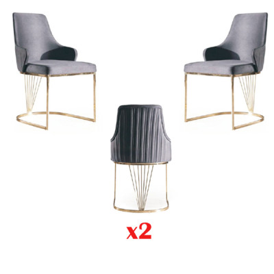 Sedia 2x Sala da pranzo Nuove sedie Sedia imbottita in metallo Lounge Design Mobili.
