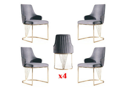 Gruppo Set 4x poltrona sedia design tessuto sedie imbottite ristorante sala da pranzo