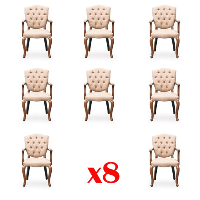 Set di sedie di lusso laccate in design 8x sedute marroni nuovo.   Set di sedie di lusso laccate con design 8x sedute marroni nuove.