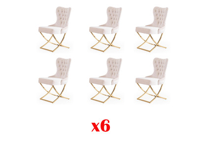 Set di sedie 6x imbottite Design Lounge Seduta Schienale Gruppo Mobili Sedie