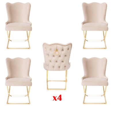 Design sedia Lusso Poltrona Imbottite 4x Sedie Soggiorno Sala da pranzo