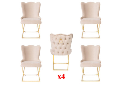 Design sedia Lusso Poltrona Imbottite 4x Sedie Soggiorno Sala da pranzo