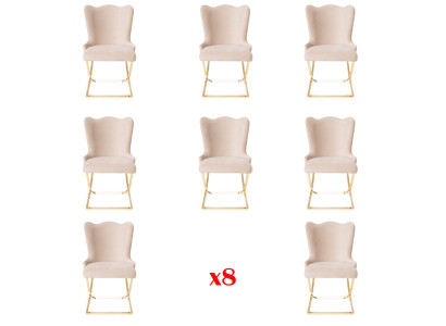 Set di sedie Design. Poltrona con rivestimento in tessuto. Per soggiorno e sala da pranzo. 8 sedie.
