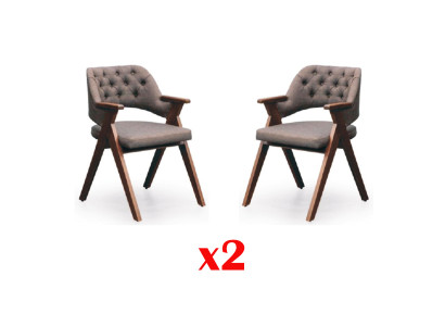 Design poltrona set di imbottitura 2x sedia legno sala da pranzo Chesterfield.