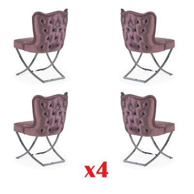 Chesterfield set di sedie in tessuto per hotel, 4 pezzi, nuovo.