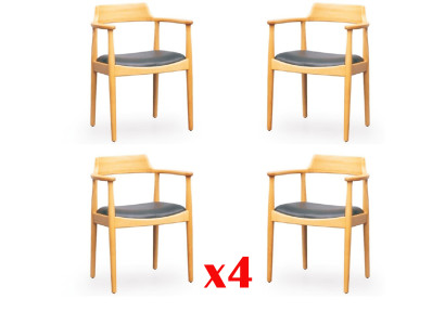 Sedie da sala da pranzo in legno, poltrona design, set di 4 sedie con rivestimento tessile.