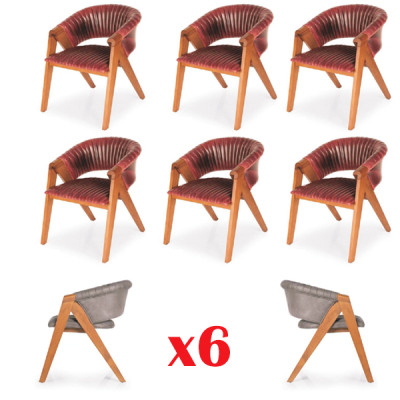 Set di sei sedie da sala da pranzo di lusso in legno massiccio moderno