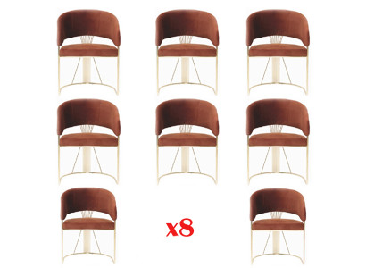 Set da pranzo composto da 8 sedie in tessuto imbottito, set di sedie.