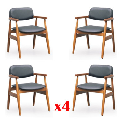 Set di sedie imbottite per l'arredamento del soggiorno in legno, 4 sedie per il gruppo da pranzo.